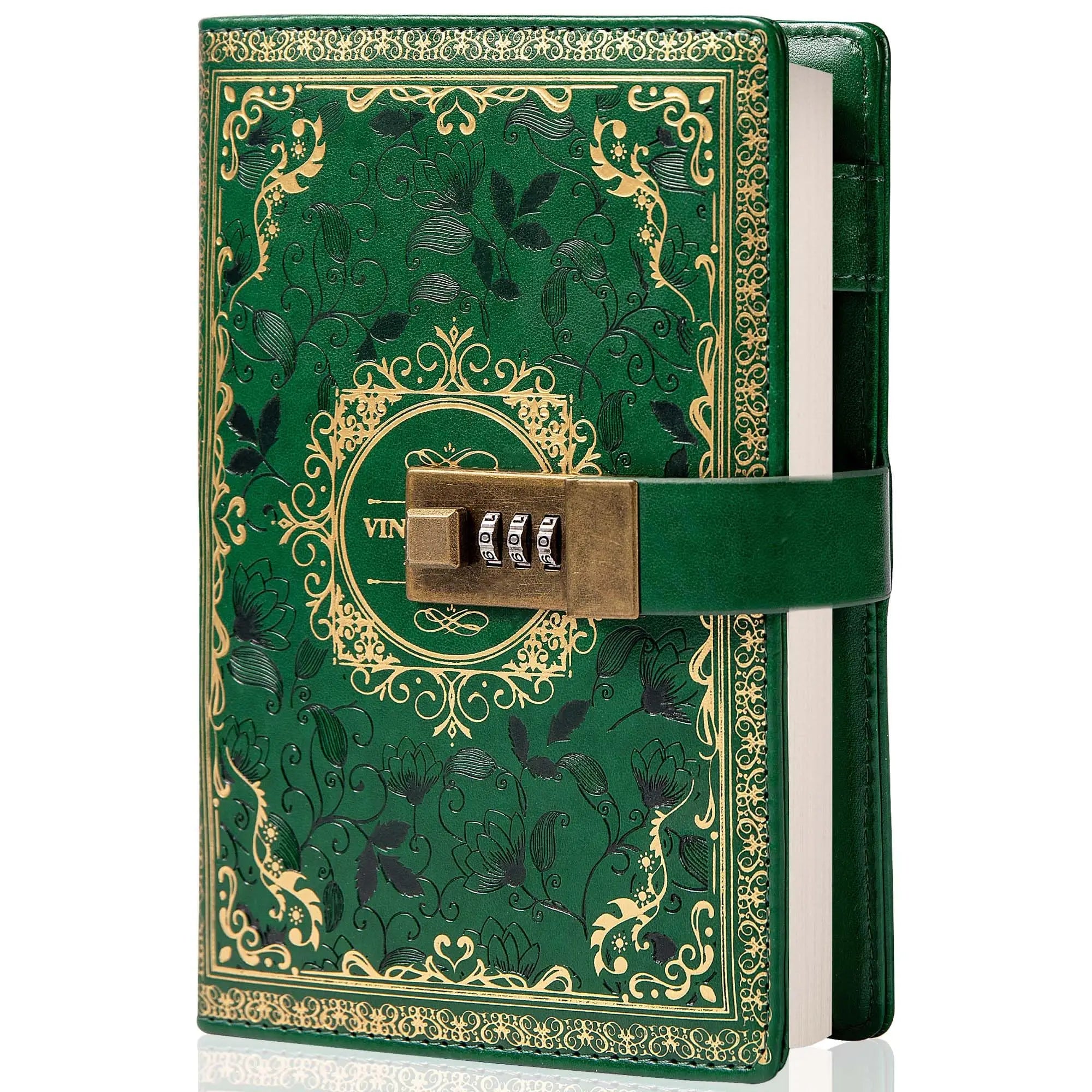 A5 Retro Digital Password Notebook Journal with Lock Diary PU Leather Privacy Notebook Sub-Password Lock Notebook Writing Book