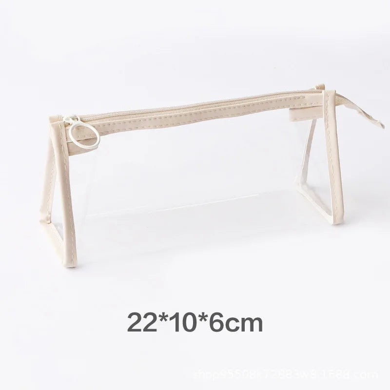 Transparent Pencil Case Large Capacity Simple Pen Bag Kawaii Cosmetic Bag School Study Stationery Office Supplies