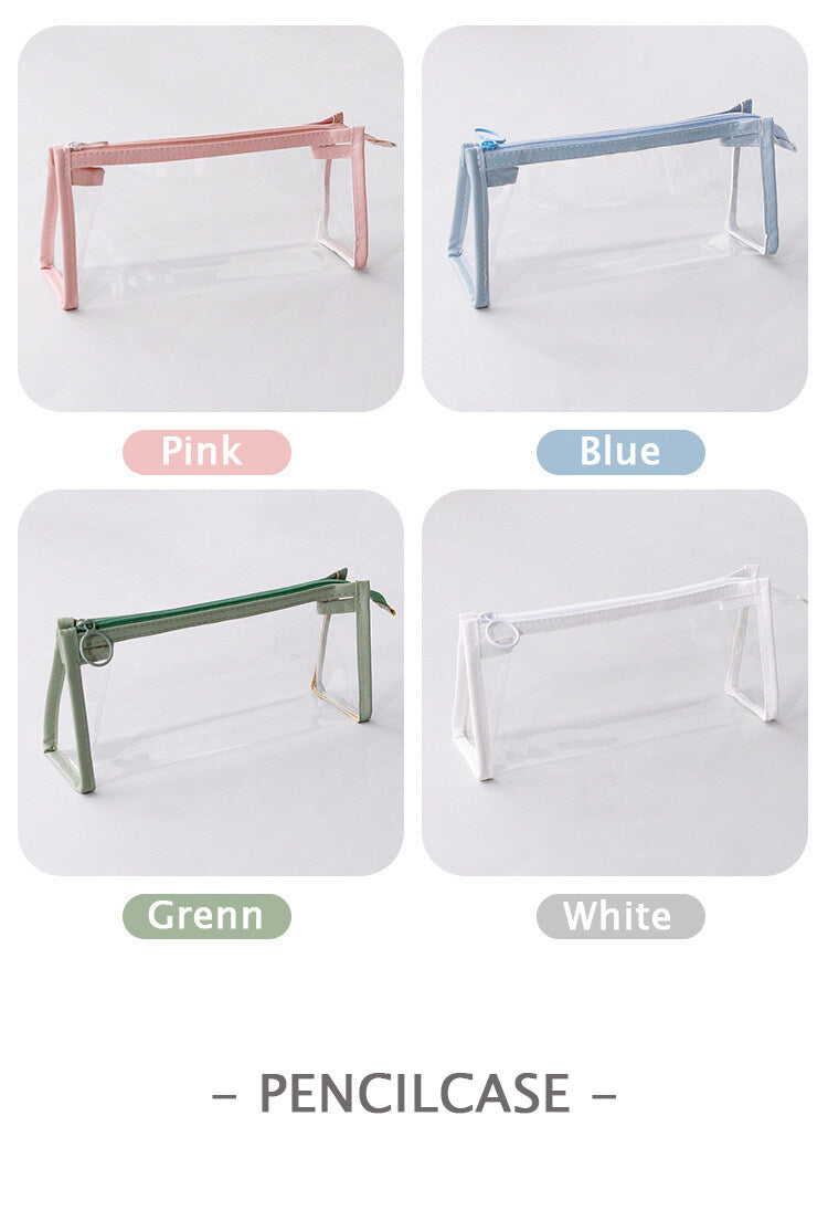 Transparent Pencil Case Large Capacity Simple Pen Bag Kawaii Cosmetic Bag School Study Stationery Office Supplies