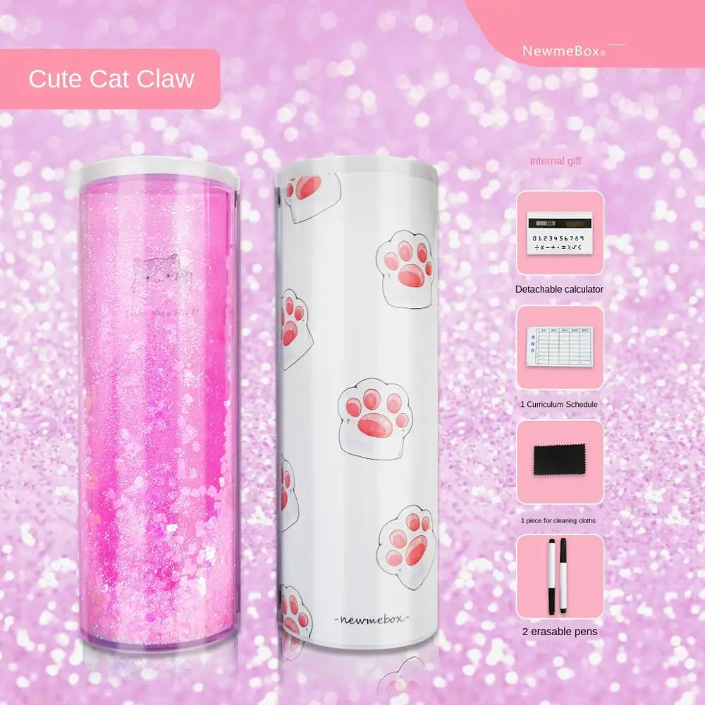 Pencil Case Translucent Quicksand Pencil Cases NBX Multifunction Pencil Box Creative Cylindrical Pencil Box Large Capacity Kid