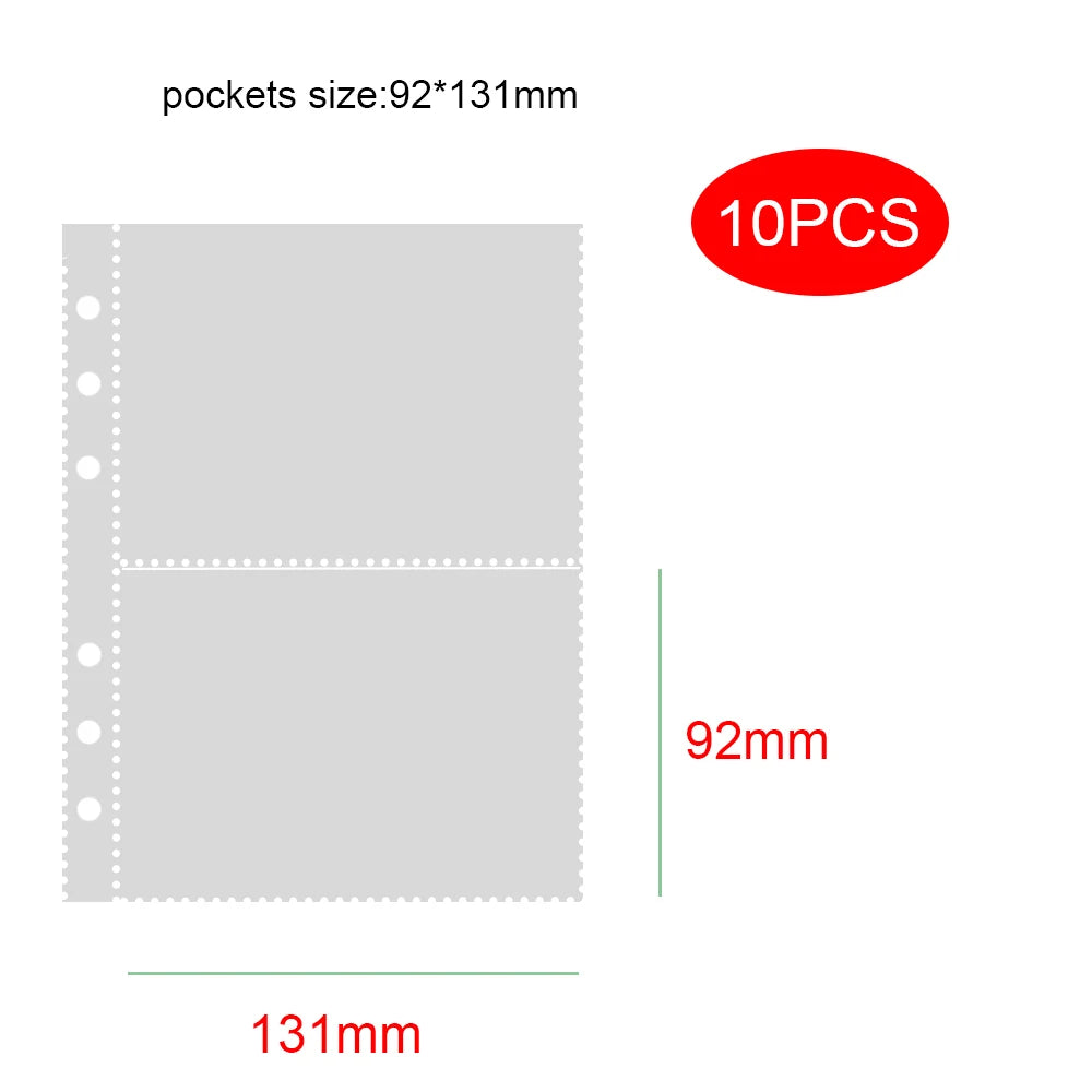 PLRBOK 10 Pcs A5 6 Ring Clear Binder Refill 1 2 4 Pockets Sleeves Toploader Photocard Notebook Diary Photo Album Drawing Notepad