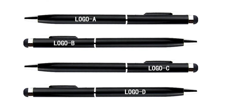 100 Pcs 13-color Metal 2-in-1 Stylus Universal Ballpoint Pen Custom Logo Text Engraving Office School Advertising Pen Wholesale