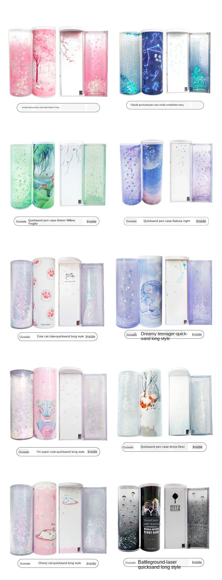 Pencil Case Translucent Quicksand Pencil Cases NBX Multifunction Pencil Box Creative Cylindrical Pencil Box Large Capacity Kid
