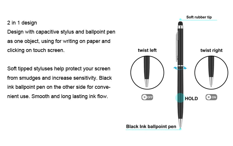 100 Pcs 13-color Metal 2-in-1 Stylus Universal Ballpoint Pen Custom Logo Text Engraving Office School Advertising Pen Wholesale