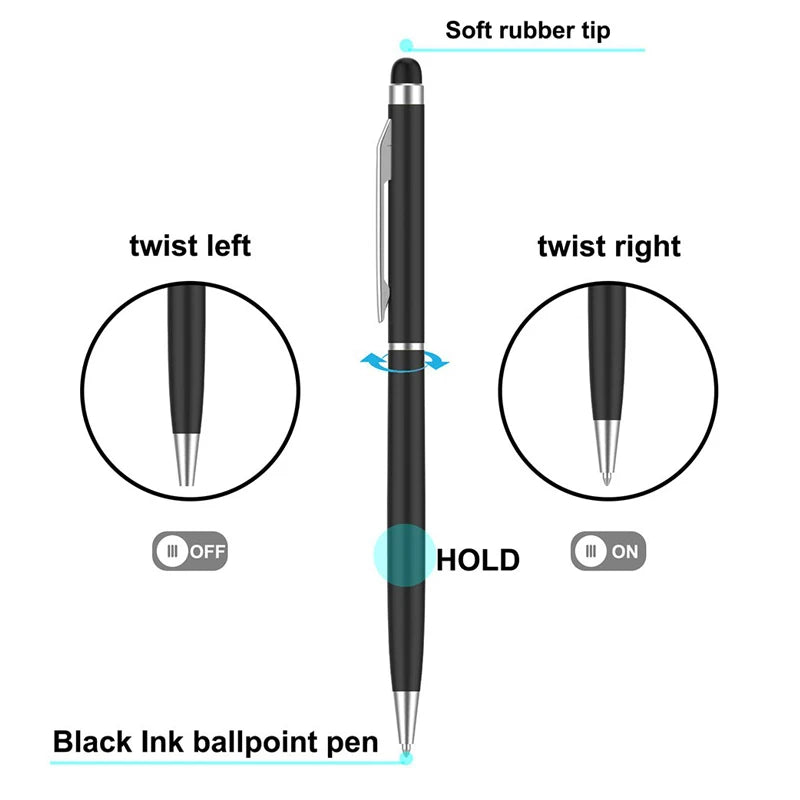 100 Pcs 13-color Metal 2-in-1 Stylus Universal Ballpoint Pen Custom Logo Text Engraving Office School Advertising Pen Wholesale