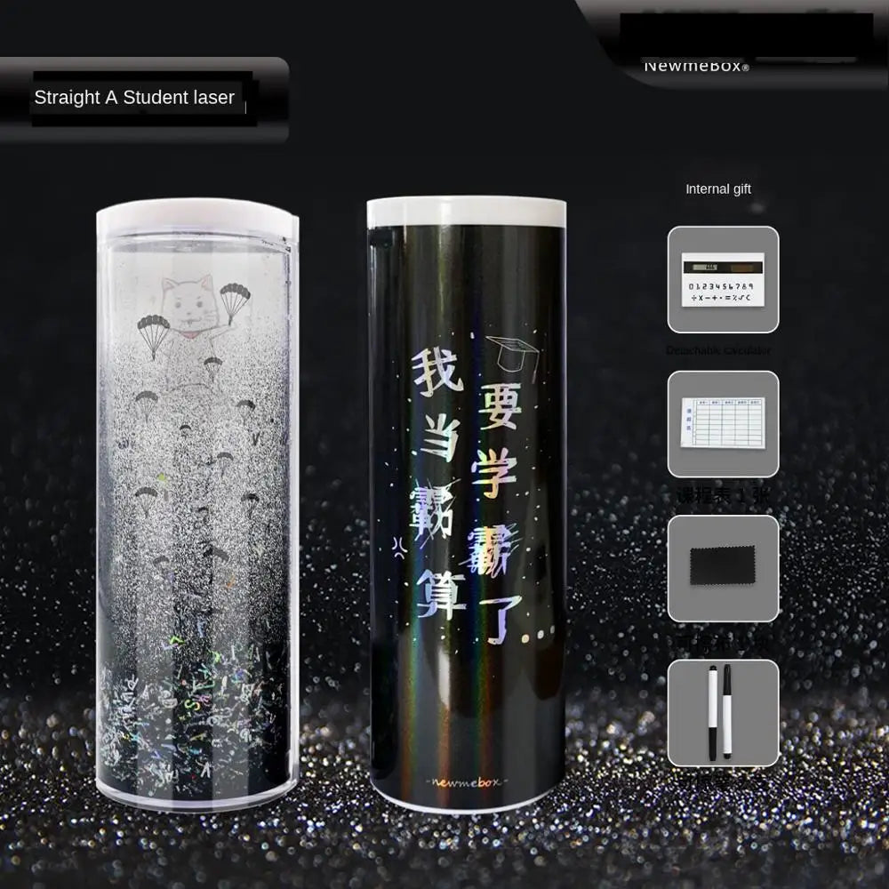 Pencil Case Translucent Quicksand Pencil Cases NBX Multifunction Pencil Box Creative Cylindrical Pencil Box Large Capacity Kid