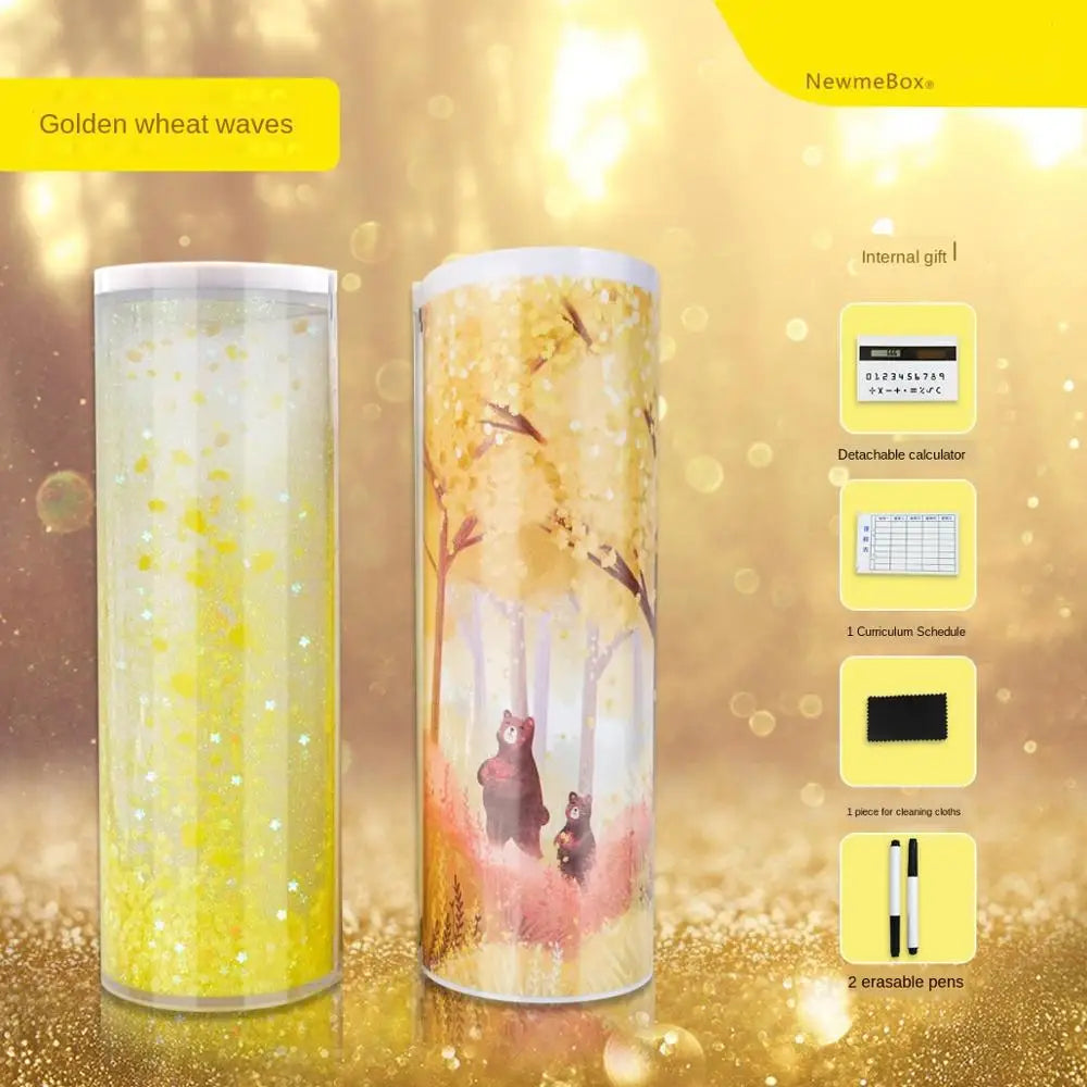 Pencil Case Translucent Quicksand Pencil Cases NBX Multifunction Pencil Box Creative Cylindrical Pencil Box Large Capacity Kid