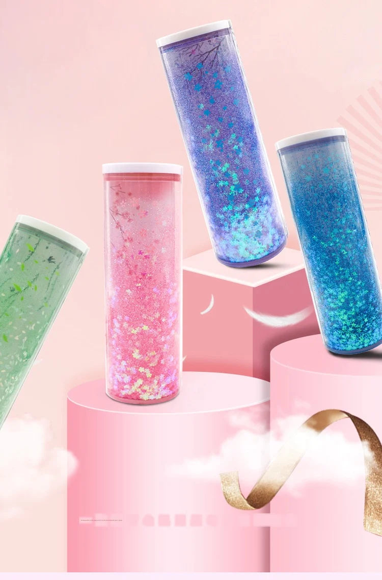 Pencil Case Translucent Quicksand Pencil Cases NBX Multifunction Pencil Box Creative Cylindrical Pencil Box Large Capacity Kid
