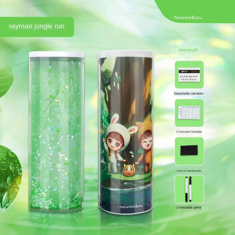 Pencil Case Translucent Quicksand Pencil Cases NBX Multifunction Pencil Box Creative Cylindrical Pencil Box Large Capacity Kid