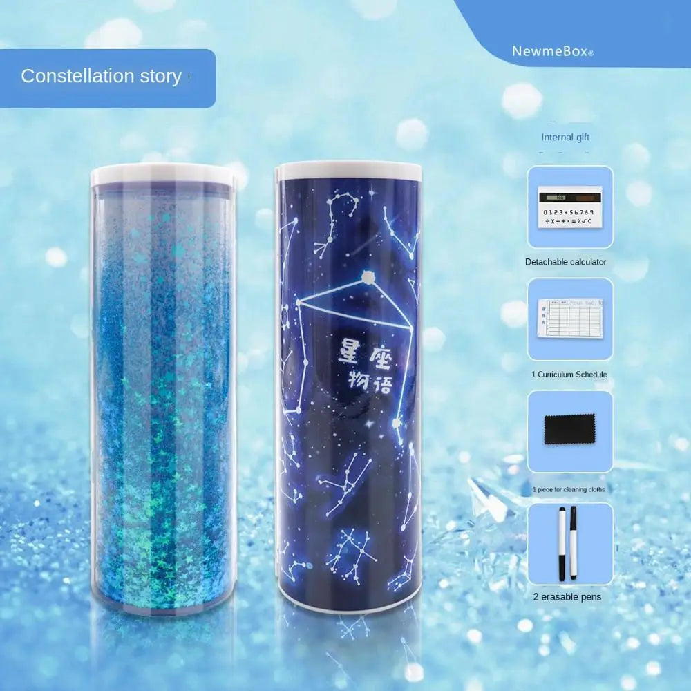 Pencil Case Translucent Quicksand Pencil Cases NBX Multifunction Pencil Box Creative Cylindrical Pencil Box Large Capacity Kid