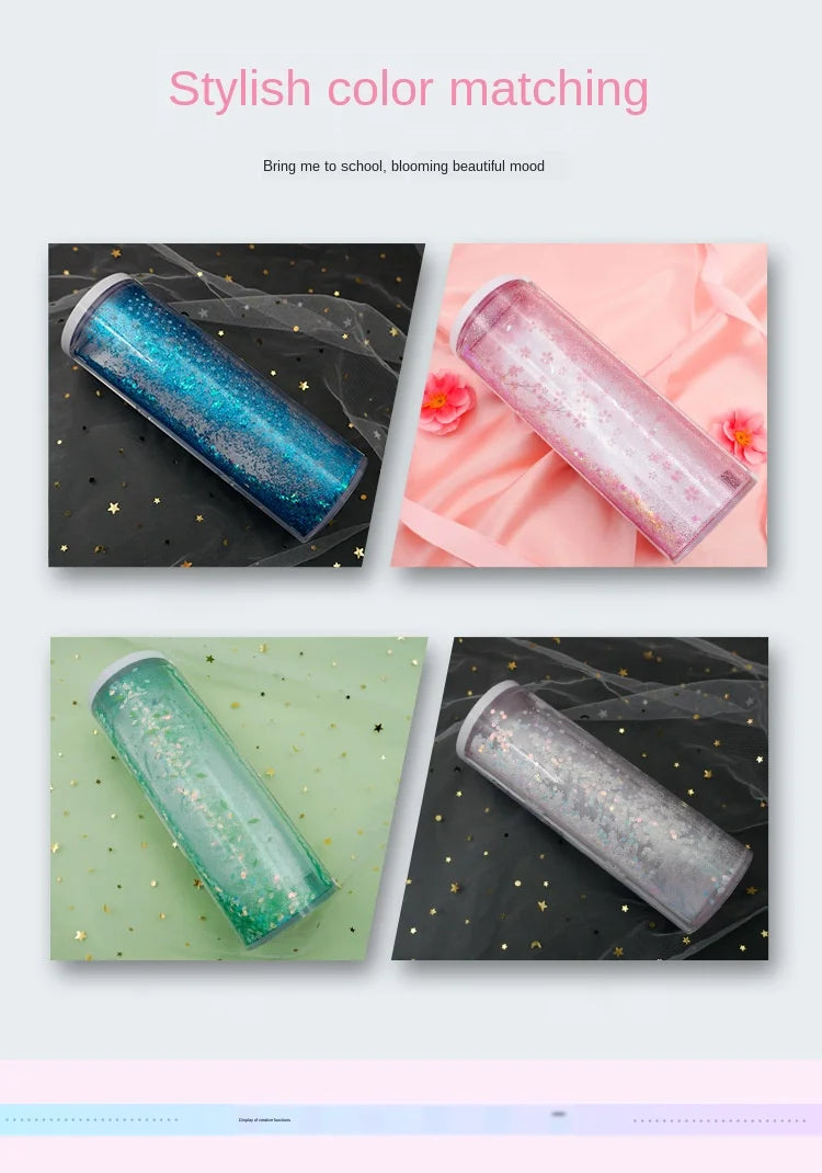 Pencil Case Translucent Quicksand Pencil Cases NBX Multifunction Pencil Box Creative Cylindrical Pencil Box Large Capacity Kid