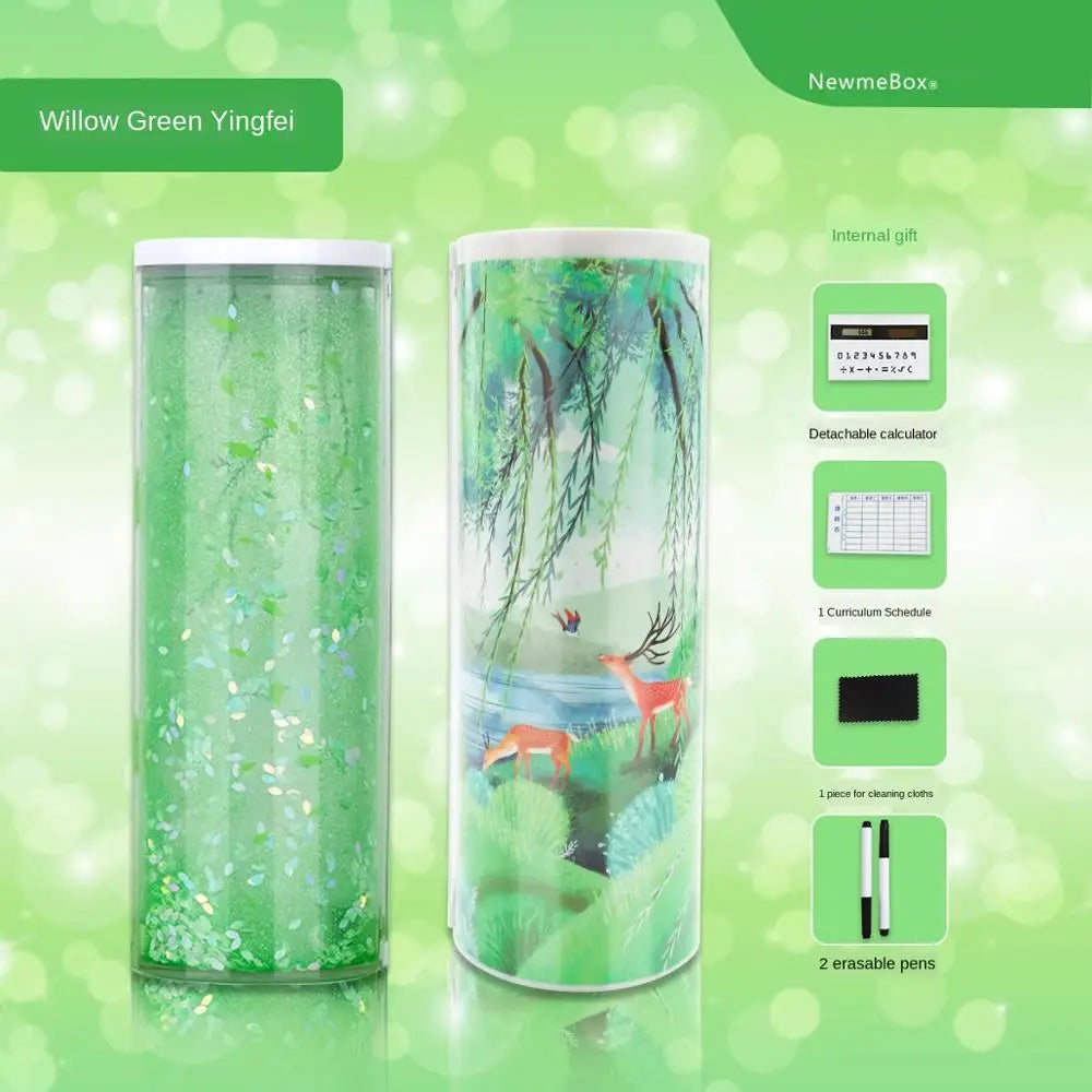 Pencil Case Translucent Quicksand Pencil Cases NBX Multifunction Pencil Box Creative Cylindrical Pencil Box Large Capacity Kid