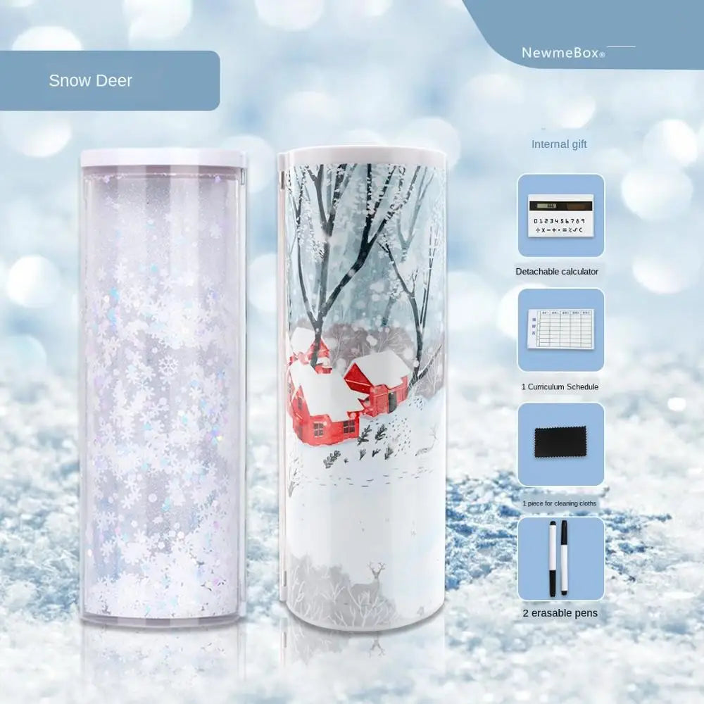 Pencil Case Translucent Quicksand Pencil Cases NBX Multifunction Pencil Box Creative Cylindrical Pencil Box Large Capacity Kid