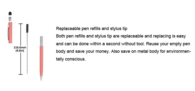 100 Pcs 13-color Metal 2-in-1 Stylus Universal Ballpoint Pen Custom Logo Text Engraving Office School Advertising Pen Wholesale