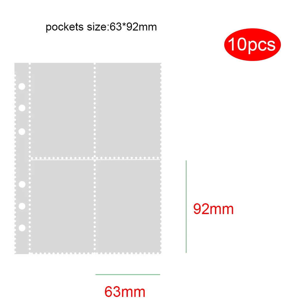 PLRBOK 10 Pcs A5 6 Ring Clear Binder Refill 1 2 4 Pockets Sleeves Toploader Photocard Notebook Diary Photo Album Drawing Notepad