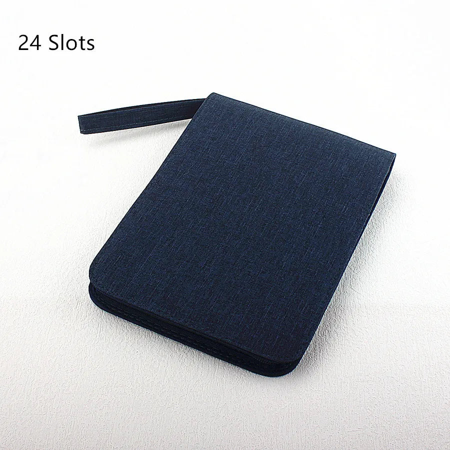 10/24/48 Slots Fountain Pen Case Pencil Case Pouch Bag Canvas Case Black, Gray