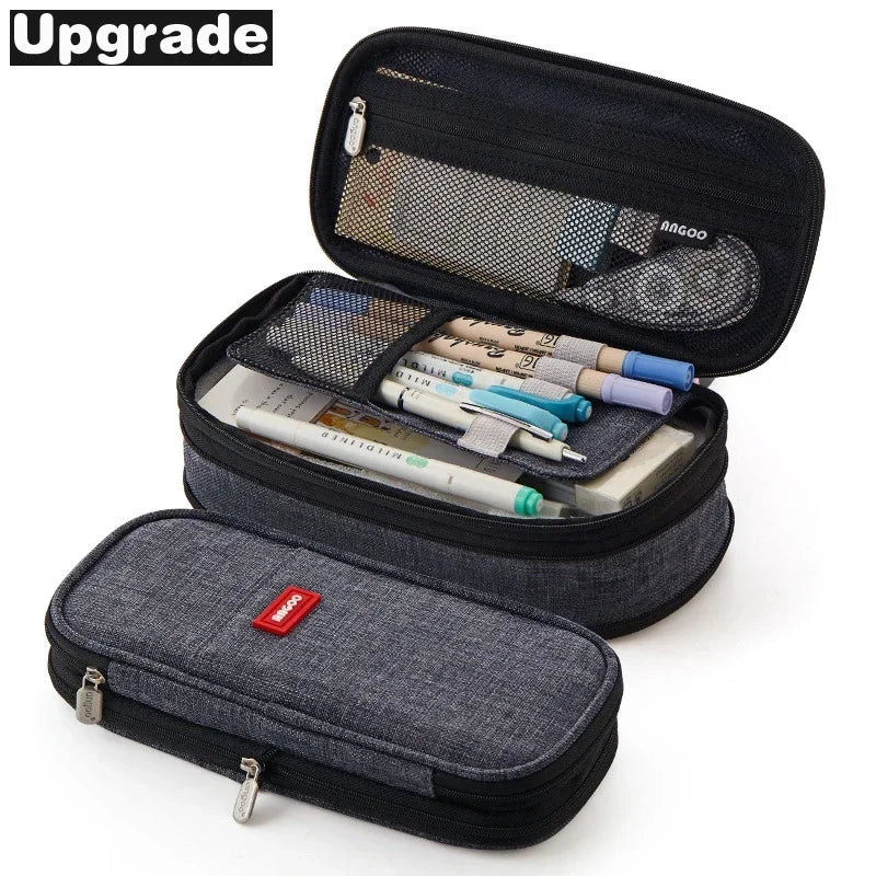 Cute Pencil Case for Girls Macaron Canvas Double Layer Large Capacity Pencil Box Kids Kawaii Pouch Stationery School Supplies