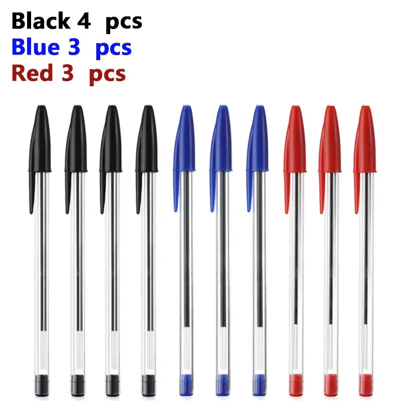 10Pcs/set Ballpoint Pens 1.0mm Blue Black Plastic Ball Point Pen Student Gift School Office Supplies Long Lasting Smooth Writing