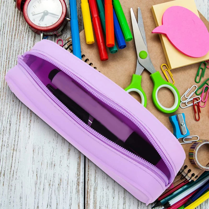 New Kawaii Colorful Silicone Pencil Case Cute Fashion Pencil Bag Stationery Storage Pouch Student School Supplies Student Gift