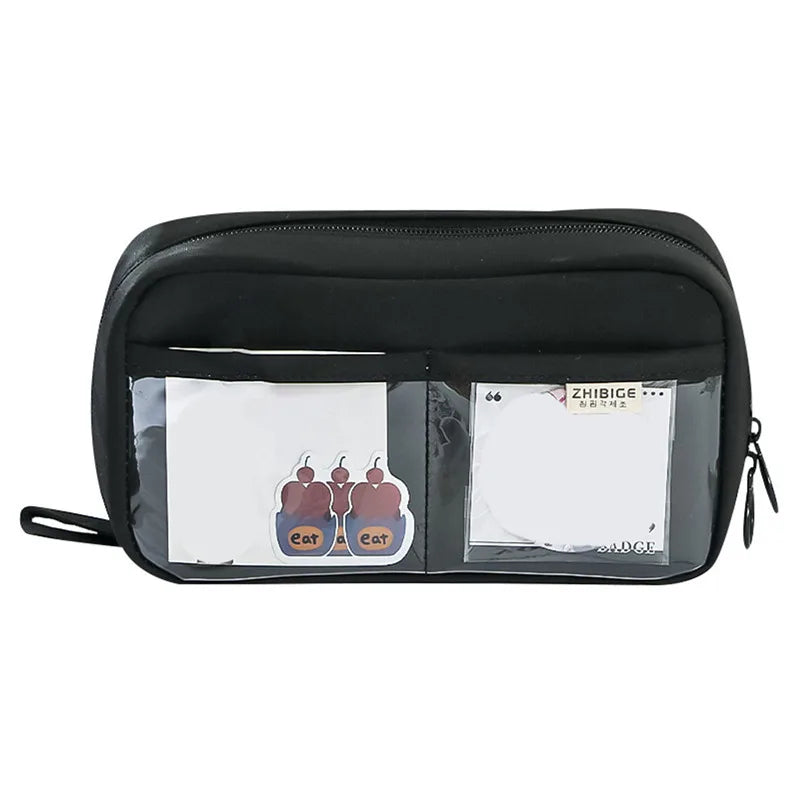 Pen Storage Bag Pencil Case 2 Layer Large Capacity Cosmetic High Quality Study Supplies Simple Student Stationary Boxes