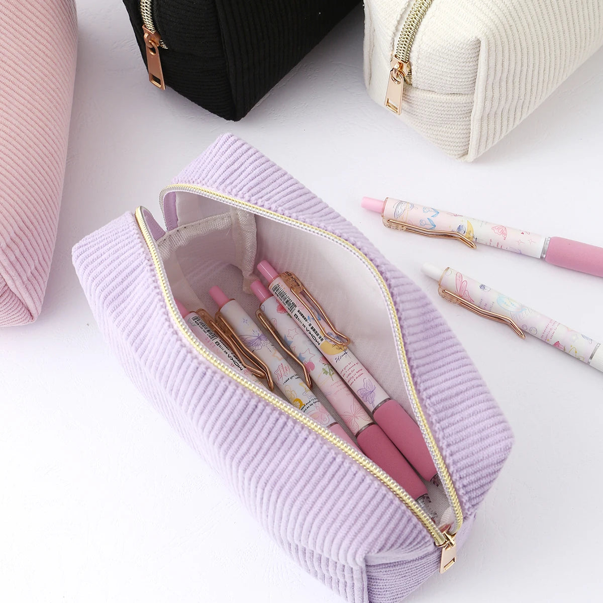 1pc vertical stripe single-layer pencil case, student school supplies storage bag, a must-have for the back-to-school season