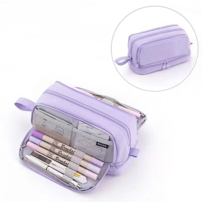 Large capacity stationery case, durable oxford cloth pencil case, portable organizer for school, office and university supplies