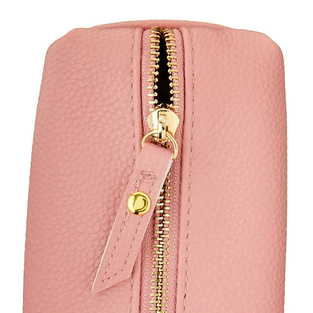 Simulated Leather Pencil Pouch Gold Zipper Storage Case Pens Pencils Highlighters Stylish Portable Organizer Office School