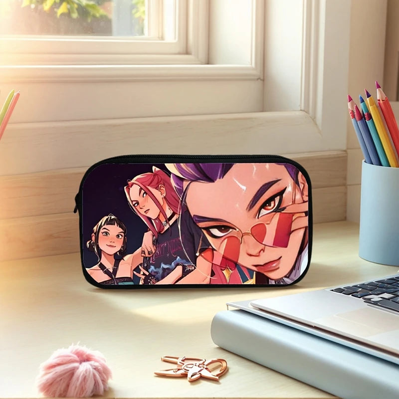 Kpop Demon Hunter Pencil Case Cartoon Huntrix Pencil Bag Student Pen Pouch School Stationery Box