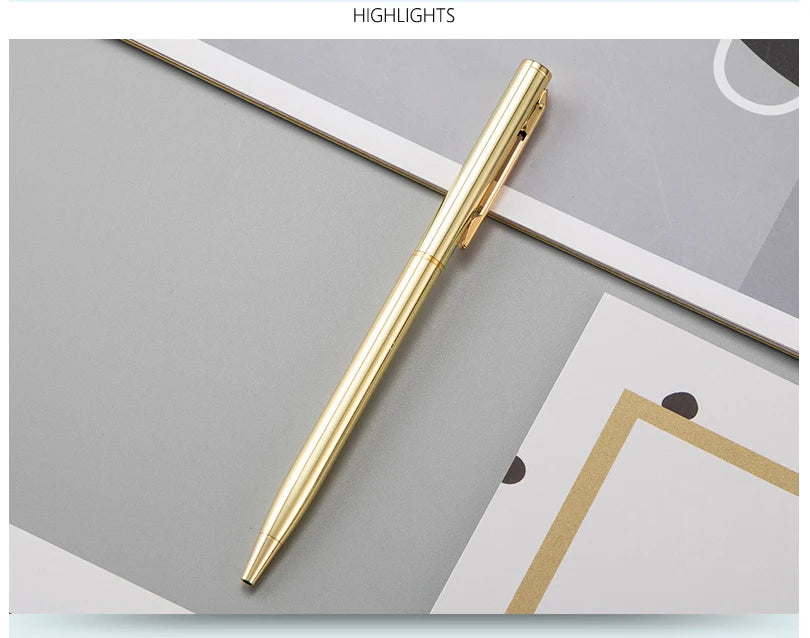 50 Pcs Metal Ballpoint Pen Rose Gold Pen Custom Logo Stationery Business Gift Lettering Engraved Name School&office Supplies