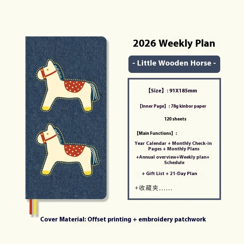 Kinbor 2026 Weekly Planner Pocket Size Notebook Week Plan Notepad Schedule Planning Book Punch Efficiency Manual Daily Writing