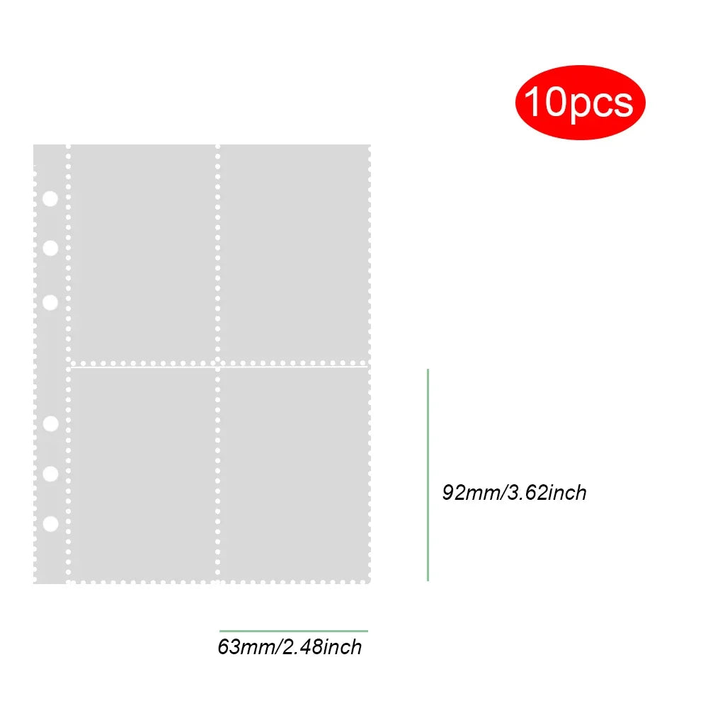 PLRBOK 10 Pcs A5 6 Ring Clear Binder Refill 1 2 4 Pockets Sleeves Toploader Photocard Notebook Diary Photo Album Drawing Notepad