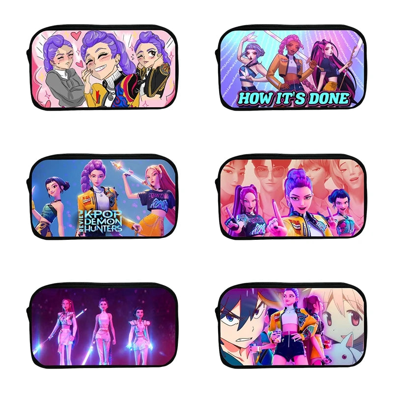 Kpop Demon Hunter Pencil Case Cartoon Huntrix Pencil Bag Student Pen Pouch School Stationery Box