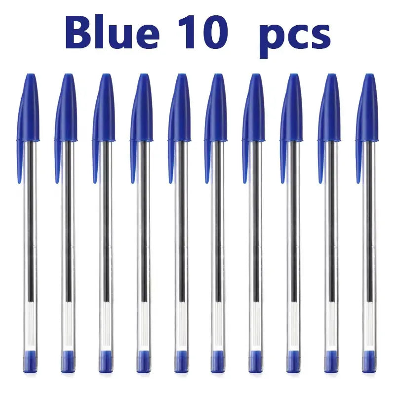 10Pcs/set Ballpoint Pens 1.0mm Blue Black Plastic Ball Point Pen Student Gift School Office Supplies Long Lasting Smooth Writing