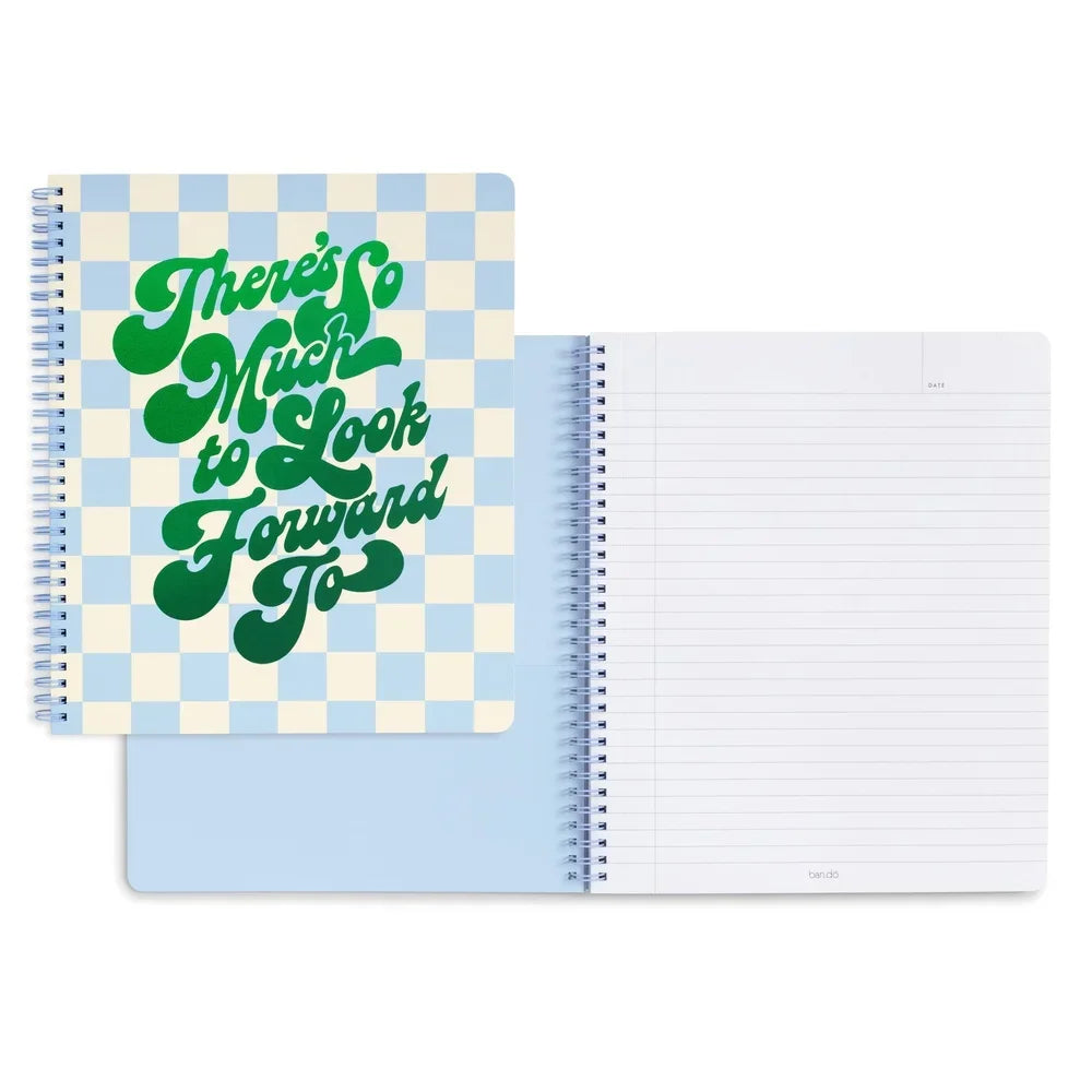 Large Spiral Notebook 11x9 Durable Metal Bound 160 Lined Pages College Ruled Double Sided Pocket Centerfold Design Perfect