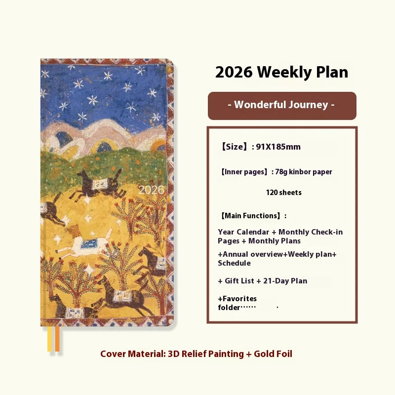 Kinbor 2026 Weekly Planner Pocket Size Notebook Week Plan Notepad Schedule Planning Book Punch Efficiency Manual Daily Writing