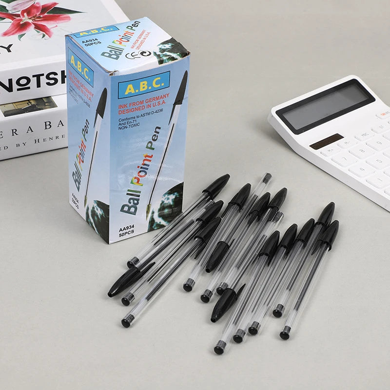 10Pcs/set Ballpoint Pens 1.0mm Blue Black Plastic Ball Point Pen Student Gift School Office Supplies Long Lasting Smooth Writing