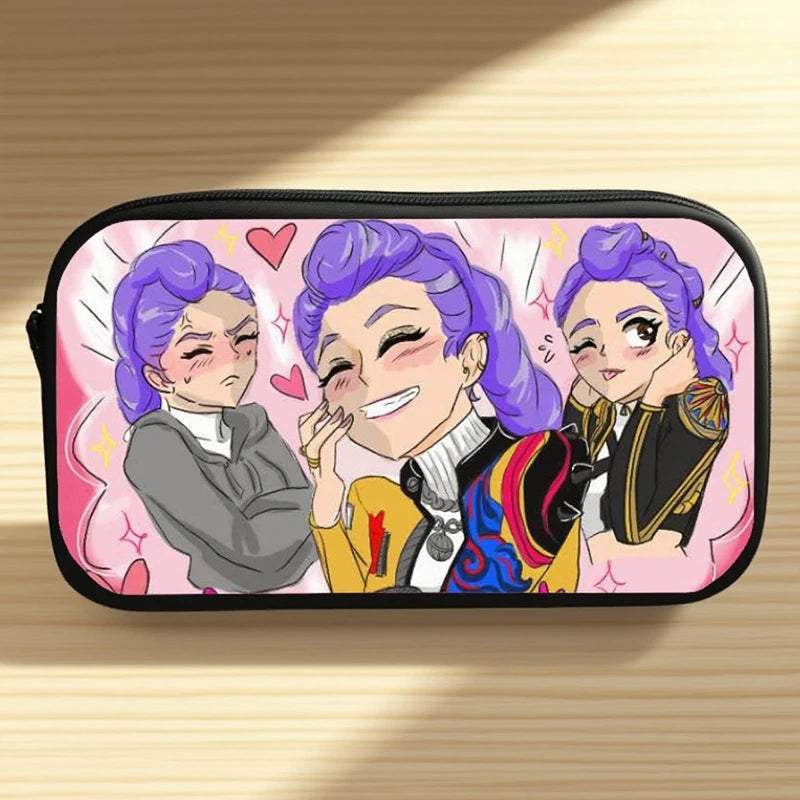 Kpop Demon Hunter Pencil Case Cartoon Huntrix Pencil Bag Student Pen Pouch School Stationery Box