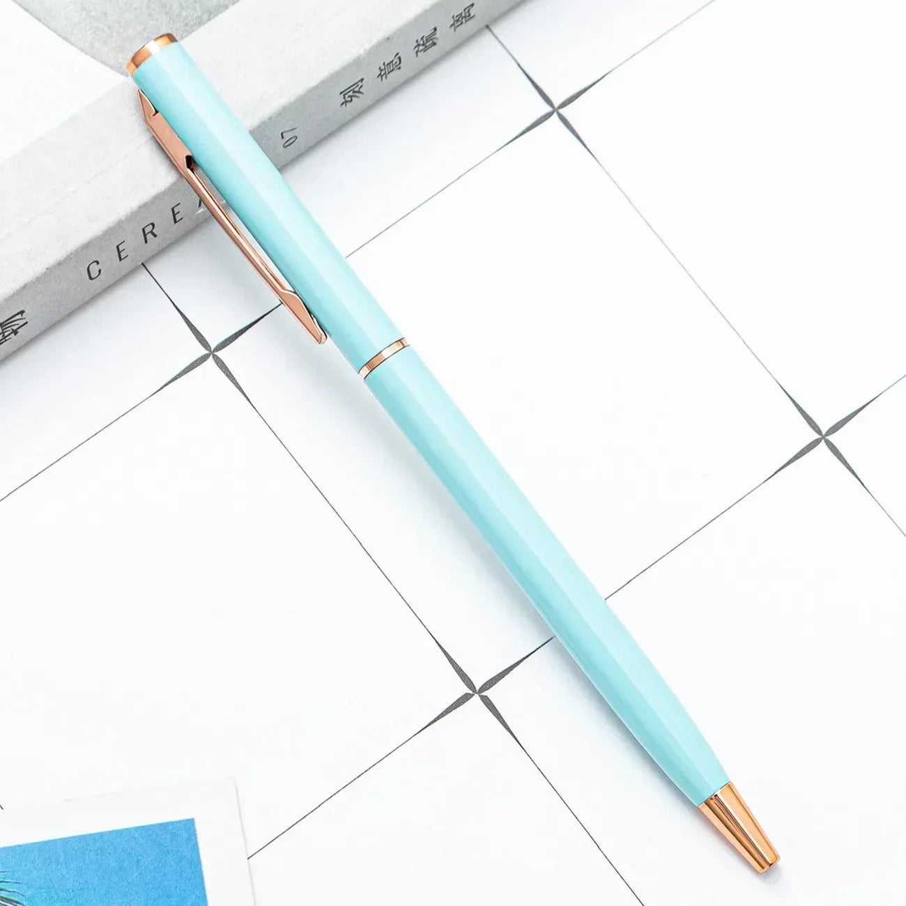 50 Pcs Metal Ballpoint Pen Rose Gold Pen Custom Logo Stationery Business Gift Lettering Engraved Name School&office Supplies