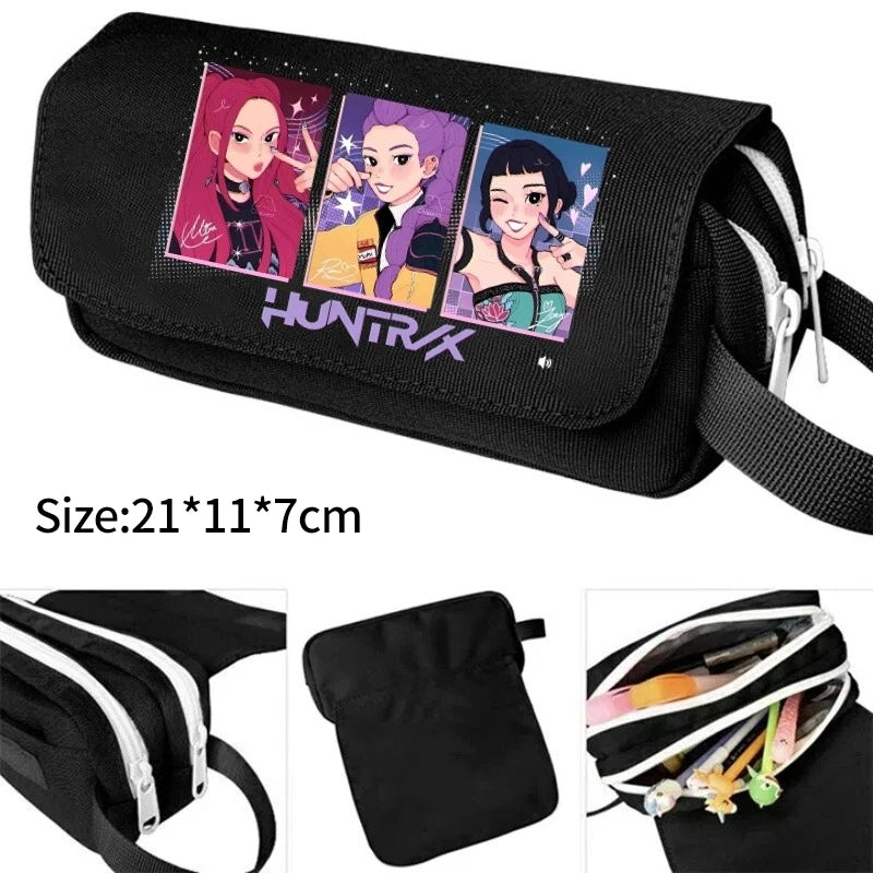 Kpop Demon Hunter Pencil Case Cartoon Huntrix Pencil Bag Student Pen Pouch School Stationery Box