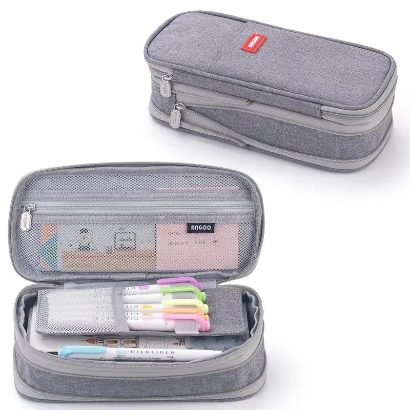 Cute Pencil Case for Girls Macaron Canvas Double Layer Large Capacity Pencil Box Kids Kawaii Pouch Stationery School Supplies