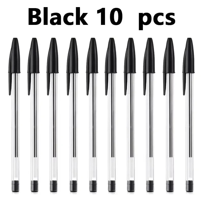 10Pcs/set Ballpoint Pens 1.0mm Blue Black Plastic Ball Point Pen Student Gift School Office Supplies Long Lasting Smooth Writing
