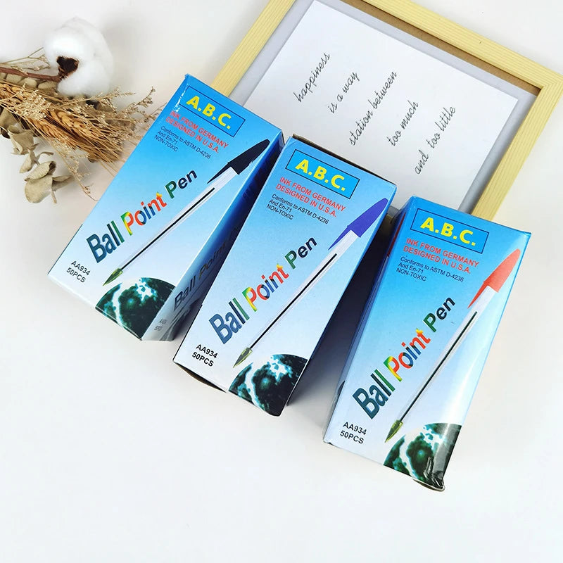 10Pcs/set Ballpoint Pens 1.0mm Blue Black Plastic Ball Point Pen Student Gift School Office Supplies Long Lasting Smooth Writing
