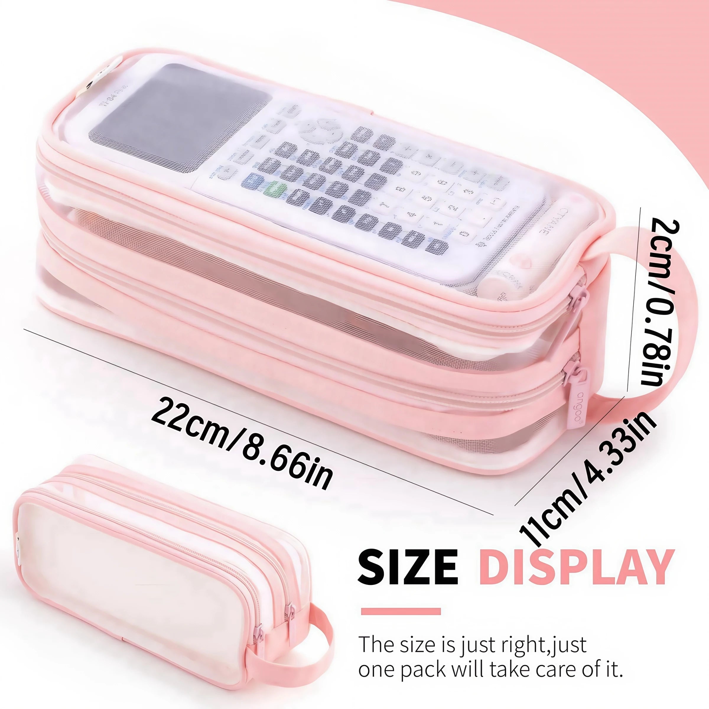 Large Mesh Pencil Case Double Layer Transparent Pencil Pouch, Handheld Multifunctional Cosmetic Bag, Suitable for School Office