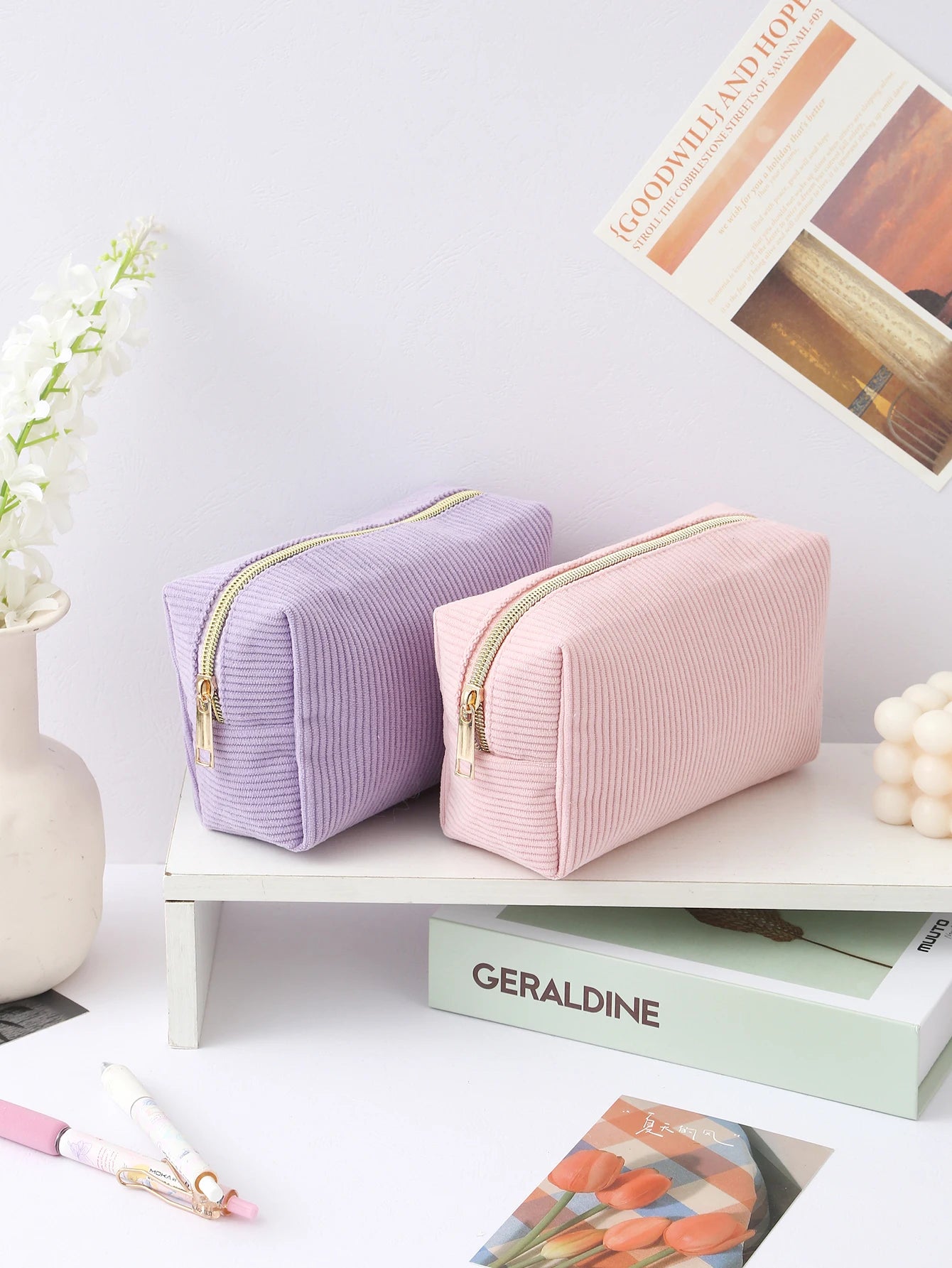 1pc vertical stripe single-layer pencil case, student school supplies storage bag, a must-have for the back-to-school season