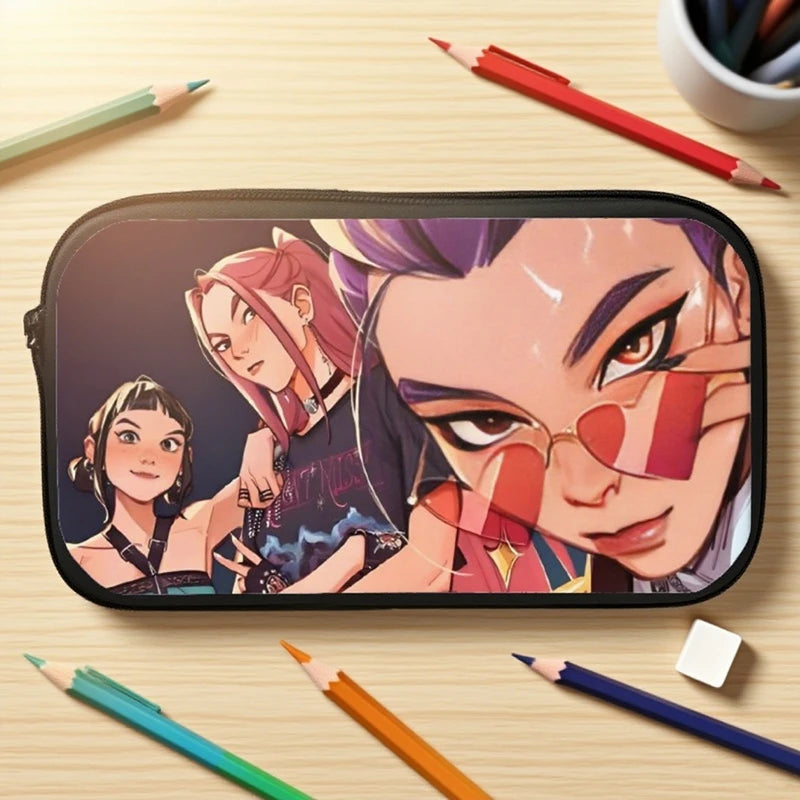 Kpop Demon Hunter Pencil Case Cartoon Huntrix Pencil Bag Student Pen Pouch School Stationery Box