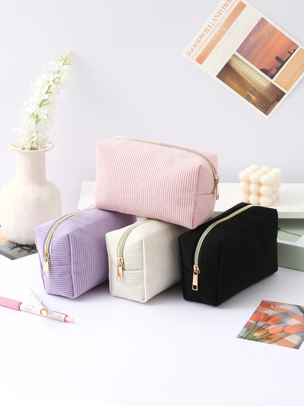 1pc vertical stripe single-layer pencil case, student school supplies storage bag, a must-have for the back-to-school season