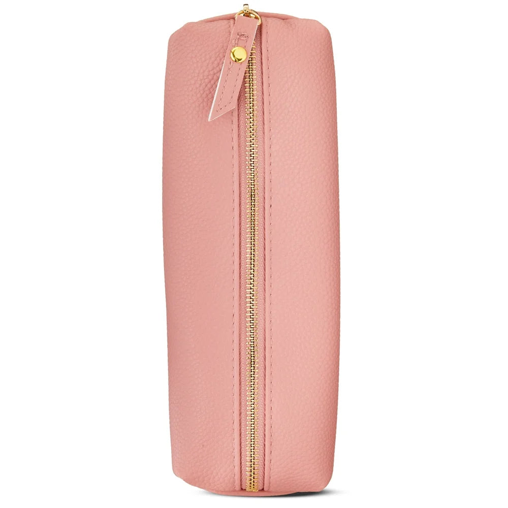 Simulated Leather Pencil Pouch Gold Zipper Storage Case Pens Pencils Highlighters Stylish Portable Organizer Office School