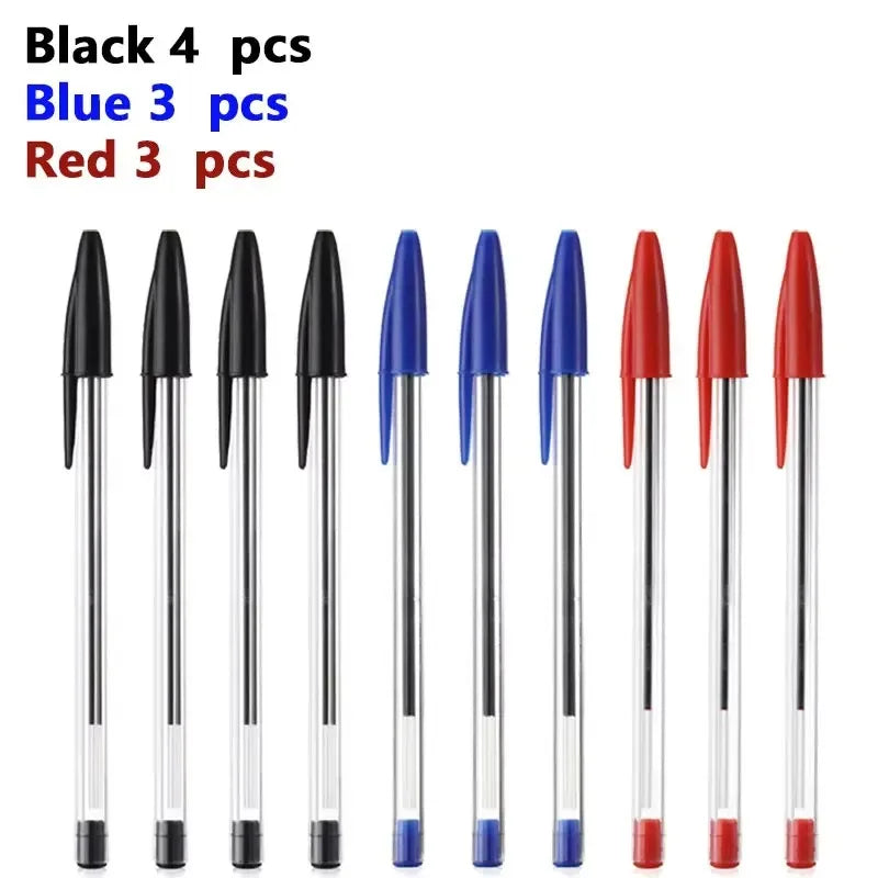 10Pcs/set Ballpoint Pens 1.0mm Blue Black Plastic Ball Point Pen Student Gift School Office Supplies Long Lasting Smooth Writing