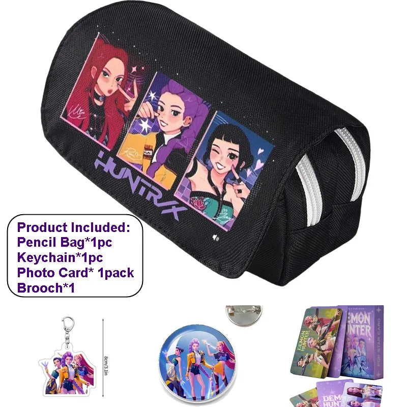 Kpop Demon Hunter Pencil Case Cartoon Huntrix Pencil Bag Student Pen Pouch School Stationery Box