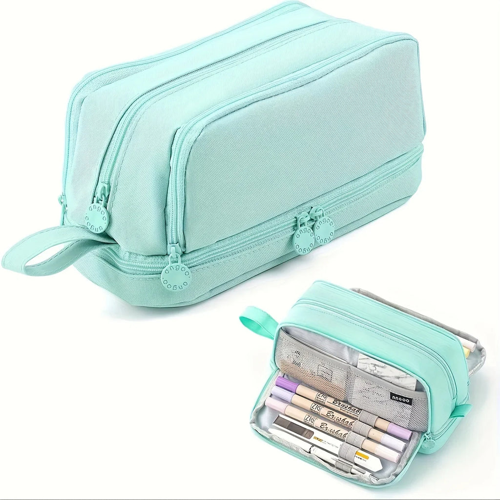 Large capacity stationery case, durable oxford cloth pencil case, portable organizer for school, office and university supplies